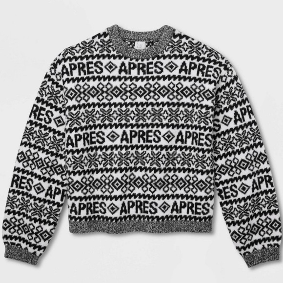 Target Crewneck Sweater A New Day Black and White Fair Isle Apres Size XXL NWT - Picture 6 of 11
